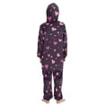 thumbnail image 3 of Purple Pink Hearts Pattern One Piece Pajamas Soft Jumpsuit Cozy Sleep and Play Romper Zipper and Pockets 4T, 3 of 8