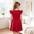 thumbnail image 3 of AmzBarley Kids Solid‑Color Twirl Dress, Cute Flutter Ruffle‑Shoulder A‑Line Casual Party Dress for Girls 9-10T, 3 of 7