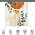 thumbnail image 5 of Orange Boho Mid Century Modern Shower Curtain for Bathroom Decor 72Wx72H Abstract Gold Leaves Minimalist Geometric Arch Sun Art Printed Fabric Polyester Waterproof 12 Pack Plastic Hooks, 5 of 6