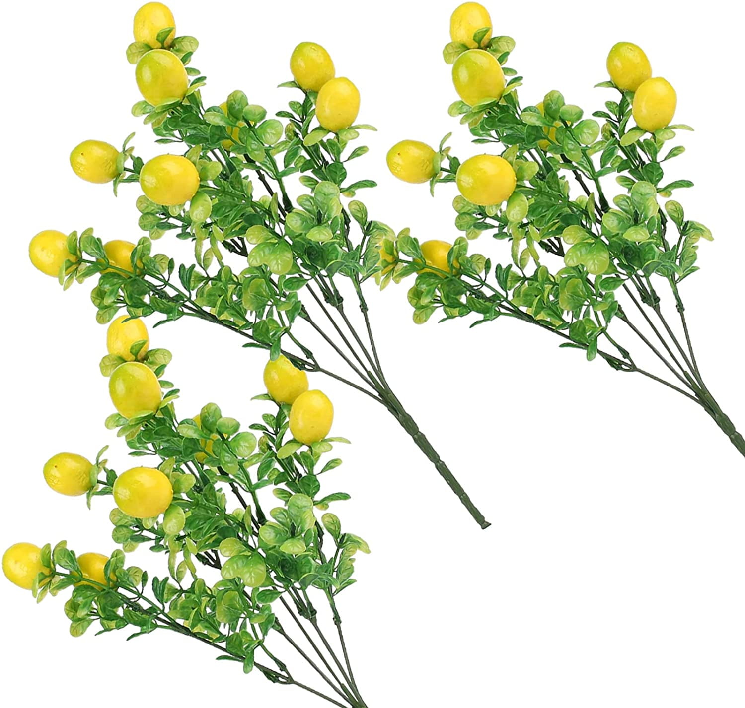 3Pack Artificial Lemon Branches for Vases, 14 Inch Fake Lemon Decor