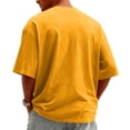 thumbnail image 4 of GrmtClth Shirts for Men Lightweight Short Sleeve Top Athletic Knit -Neck T-Shirt Loose Fit Solid Color Tee Yellow S, 4 of 4