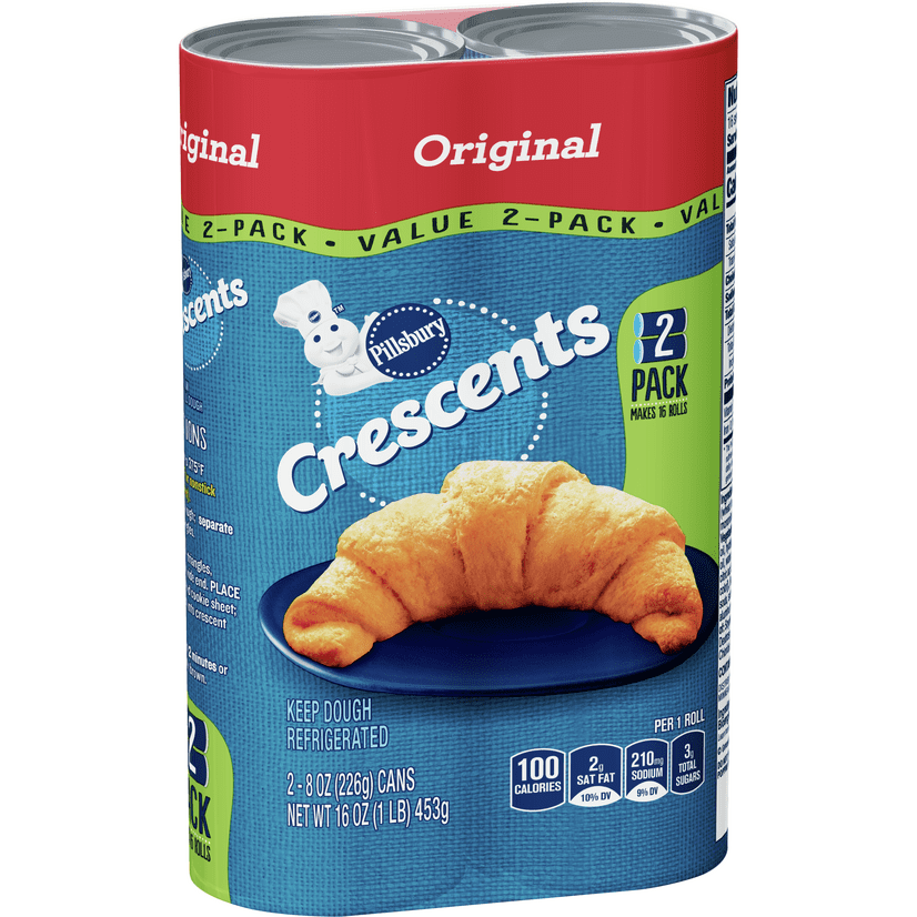 Pillsbury Original Crescent Rolls Canned Pastry Dough, 8 Count (2 Pack)