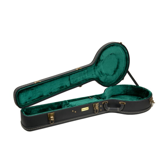 Crossrock Wooden Case fits 11~12.5 inches Openback styles of Banjos -Vintage Hardware, Sponge Lining, Metal Feet, Storage Space-Black