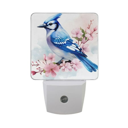 

Birds and Cherry Flowers Night Light LED Dusk to Dawn Auto Sensor Night Lamp Plug-in Nightlight for Bedroom Hallway Kitchen 2 PCs