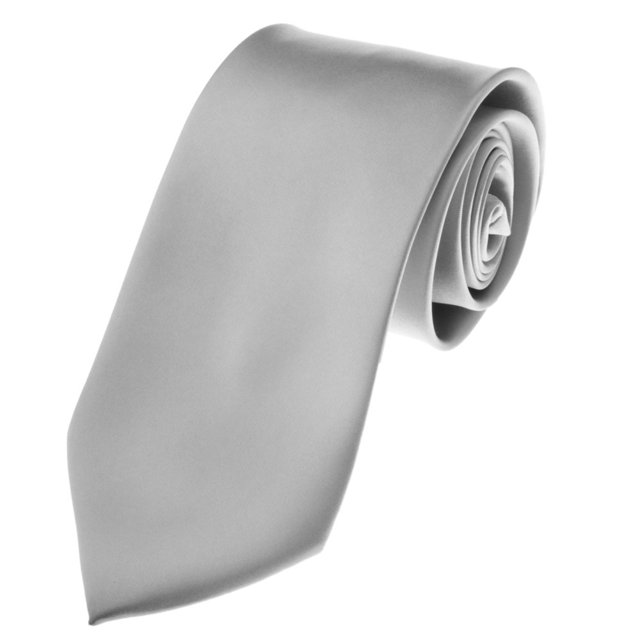 TopTie Cravate Unisexe Couleur Unie Argent Cravate Régulière