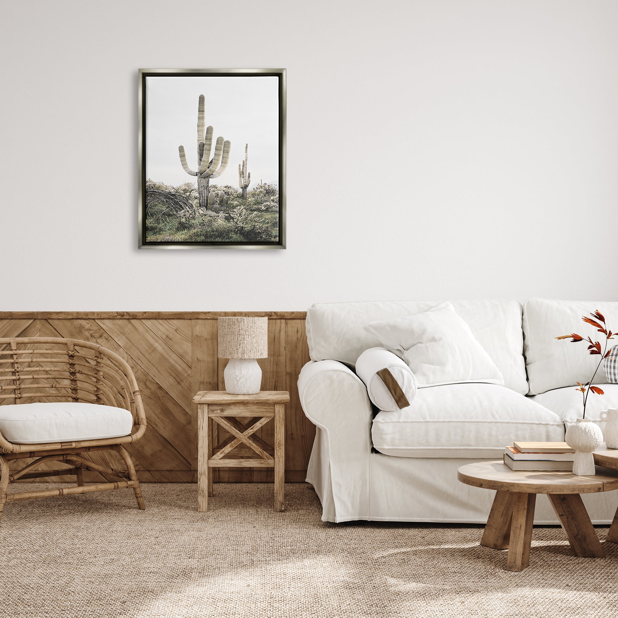 Stupell Industries Desert Landscape Cacti Botanical & Floral Photography Gray Floater Framed Art Print Wall Art, 25 x 31