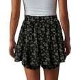 thumbnail image 4 of Pantalones cortos Onlypuff Flowy Chiffon con volantes para mujer, color negro L, 4 of 5
