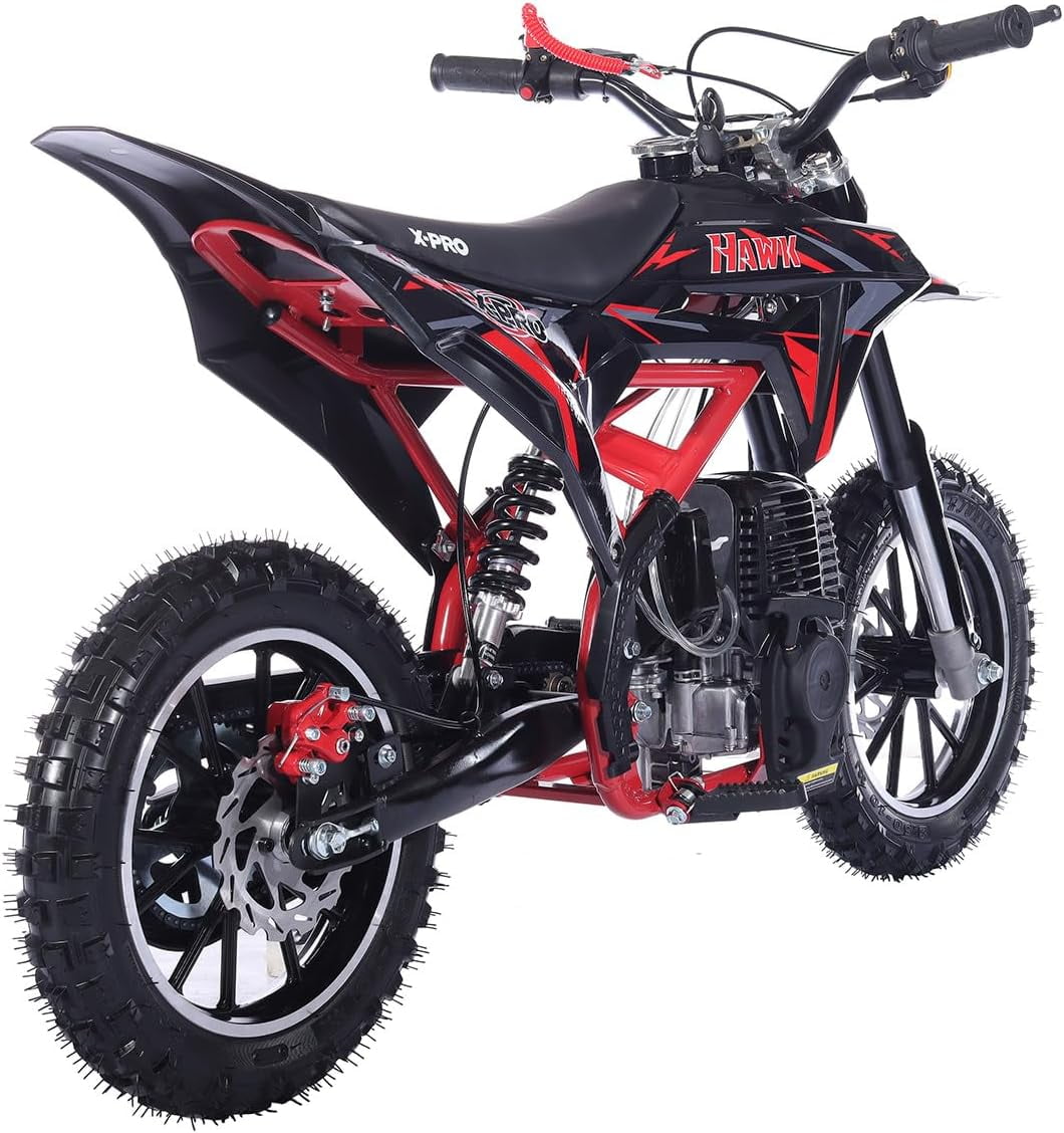 X-Pro Brand New Upgraded Hawk 40cc Gas Powered 4 Stroke Mini Pit Dirt Bike with Pull Start for kids 10" Wheels