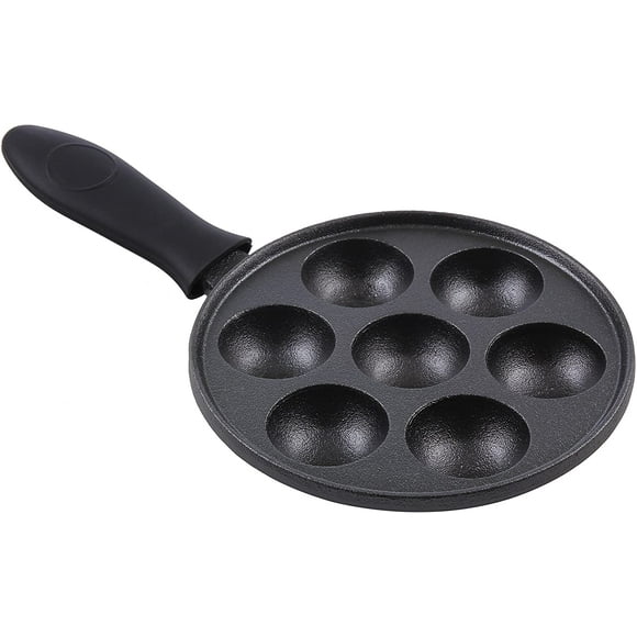 Cast Iron Aebleskiver Pan for Danish Stuffed Pancake Balls by (Black)