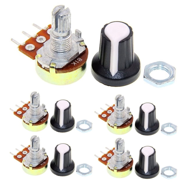 Juego de 5 potenciómetros WH148 con tapa blanca AG2 para Arduino (20 K Ohm)
