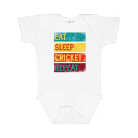 Inktastic Cricket Sports Eat Sleep Cricket Repeat Boys or Girls Baby Bodysuit