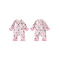 thumbnail image 2 of Cjfdfy Newborn Baby Girl Halloween Satin Pajamas Romper Pumpkin Bow Printed Long Sleeve Furry Trim Jumpsuit Cute Halloween Holiday Fall Winter Sleepwear 0-24 Months, 2 of 9