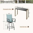 thumbnail image 3 of SUMMIT LIVING 3-Piece High Top Outdoor Patio Swivel Bar Stools with Table Set, Metal Counter Height Bistro Set, Black & Aqua, 3 of 11