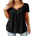 thumbnail image 3 of Tuniques d'Été pour Femmes Grande Taille Manches Courtes Blouses Décontractées Florales Henley, 3 of 5