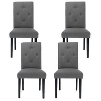 VECELO Dining Chairs Set of 4, Mid-Century Upholstered Fabric Dining Chairs for Home Kitchen, Dark Gray