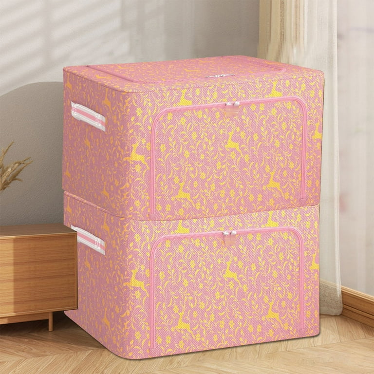 Clothes Storage Organizer Bins Containers, Stackable Storage Bins-foldable  Oxford Cloth Steel Frame Storage Box For Clothing Storage Reinforced Handle