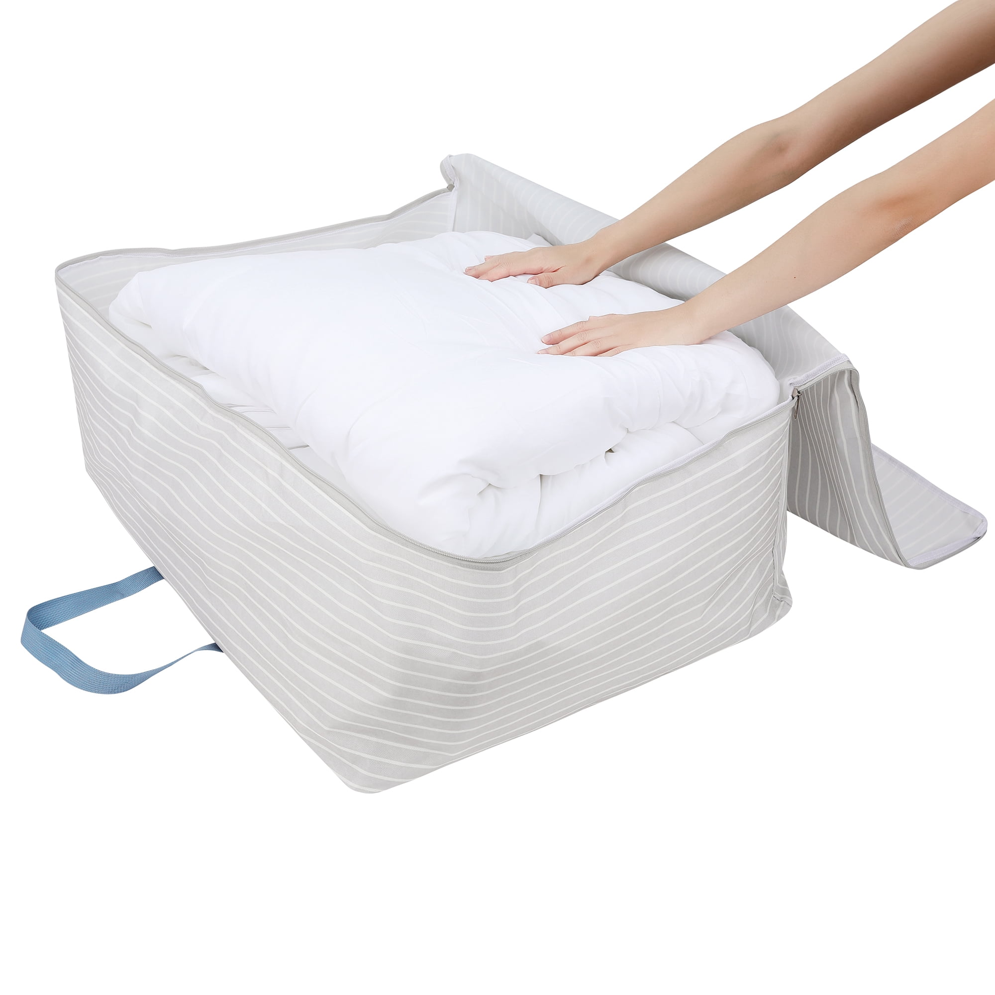 Unique Bargains 1Pack Clothes Storage Moving Bags for Closet Organizers White 28.5x12x21in