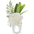 thumbnail image 3 of 1 pulsera de boda con rosas para novia, pulsera hawaiana bohemia de playa, pulsera de boda para mujer (blanco con perla) ER, 3 of 4