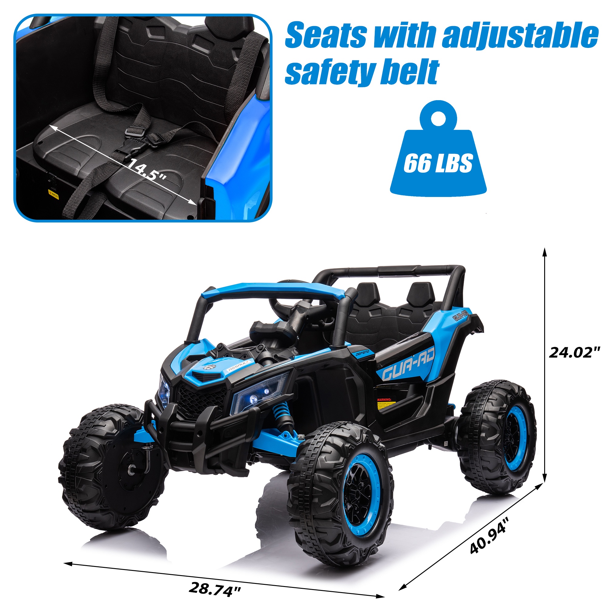 iRerts 24V Powered Ride on Car UTV, Kids Ride on Toys with Remote Control, Bluetooth, Music, 4 Wheels Suspension, LED Light, Kids Cars 4 Wheeler Electric Vehicles for Boys Girls Ages 3-5 Gifts, Black