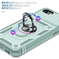 thumbnail image 5 of JTCASES for iPhone 7 Case, Sliding Camera Cover+ Rotating Ring Kickstand + Magnetic Car Mount + Inside Card Holder, Bracket Shockproof Frame Anti-drop PC TPU Heavy Duty Protection, Green, 5 of 11