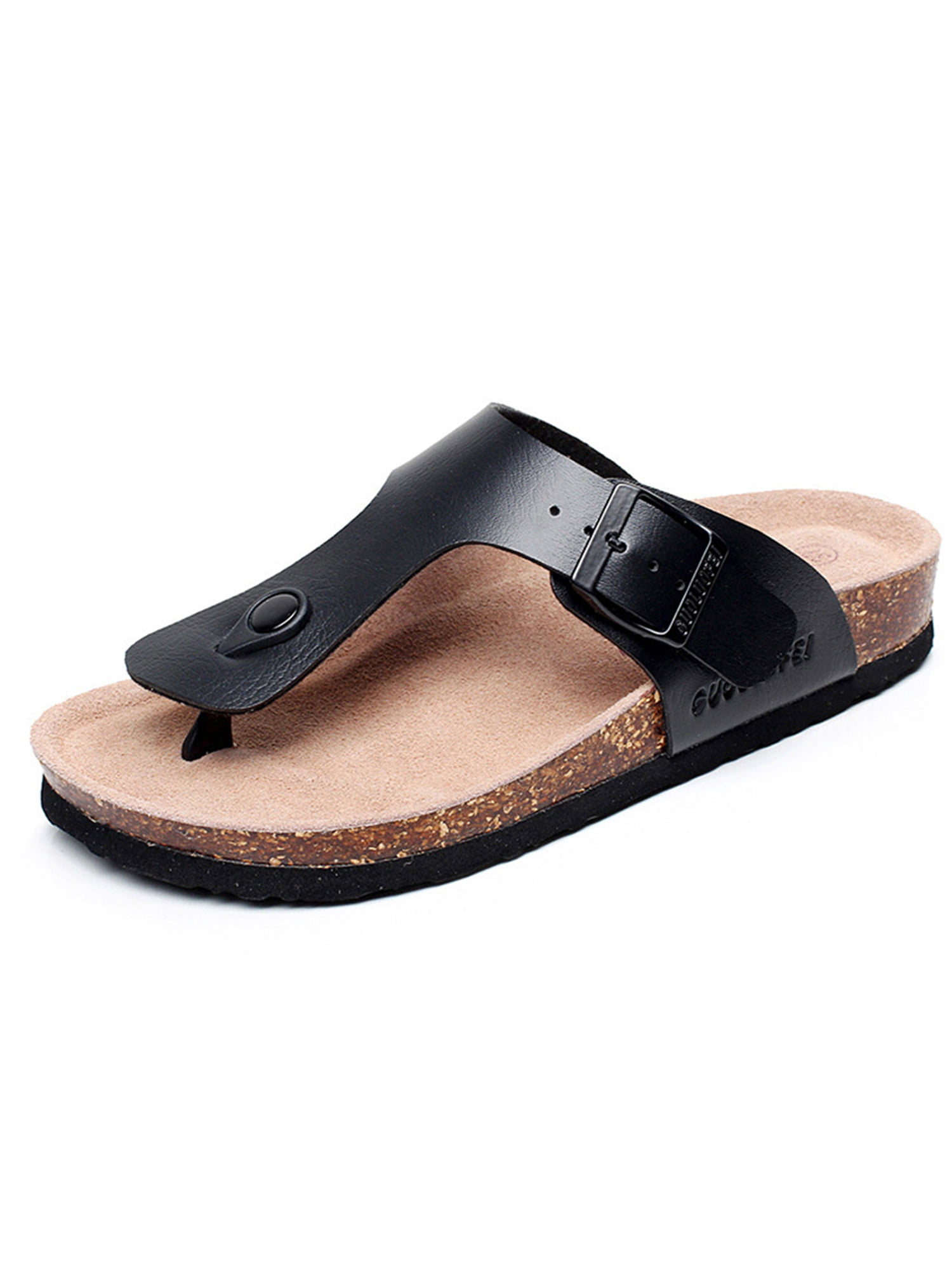 Mens Casual PU Leather Slides Footwear Beach Shoe Flip Flops Mules Clogs Slipper