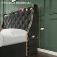 thumbnail image 6 of Senfot Full Size Bed Frame with Wingback Headboard, 4-Drawer Velvet Upholstered Platform Bed frame with Charging Station, No Box Spring Needed, Button Tufted Storage Bed, Gray, 6 of 9