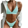 thumbnail image 3 of ZZwxWA Women Bikini Sets Rib Ring Linked Bikini Swimsuit Deep V Neck Two Piece Swimsuit Bathing Suits, 3 of 5