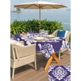 thumbnail image 5 of Outdoor Tablecloth with Umbrella Hole for Patio/Picnic/Party/Camping, Purple Boho Waterproof Table Cloth Rectangle Table Cover Washable, Vintage Classic Bohemia Flower Textured (60"x 84"), 5 of 8