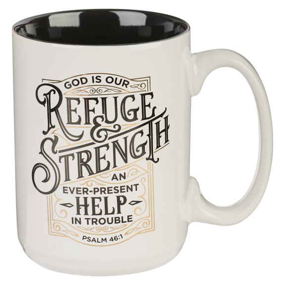 Christian Art Gifts Ceramic Coffee & Tea Mug: Refuge & Strength - Psalm 46:1 Inspirational Bible Verse, Brown, 1, (Hardcover)