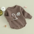 thumbnail image 3 of Okbabeha Toddler Baby Girl Boy Halloween Sweater/Romper Knit Chunky Ghost Sweaters Oversized Onesie Cute Winter Clothes, 3 of 7