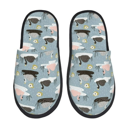 

Fuzoiu Swan Princess On Lake Print Unisex Furry Slippers Plush Indoor Shoes Trendy House Slippers Anti-Skid EVA Sole House Shoes for Home Office and Travel -Large
