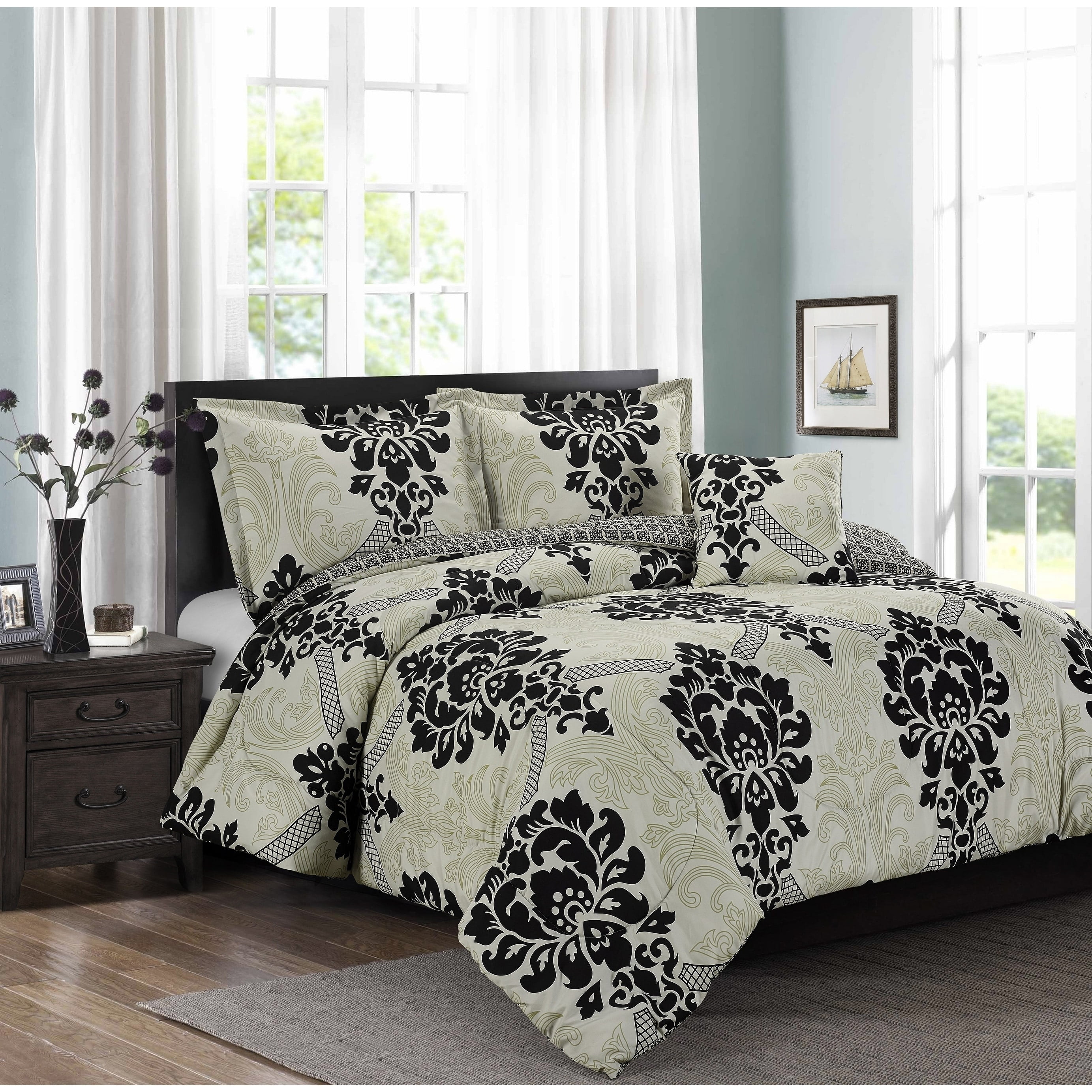 PURE COMFORT Luxury Brushed Spa Grade Microfiber 4-Piece Comforter Set