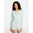 thumbnail image 2 of No Boundaries Sleep Pointelle Knit Cardigan, Women’s XXS-3X, 2 of 6