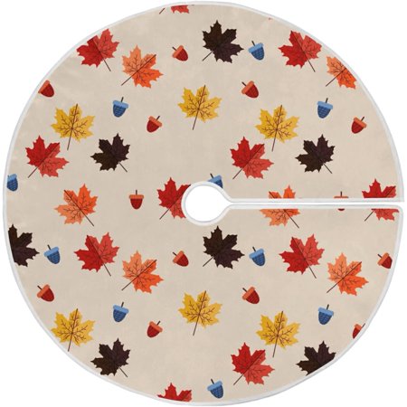 ZHANZZK Maple Leaves Xmas Christmas Tree Skirt Stand Mat for Holiday Party Decoration Indoor Outdoor 48 inches