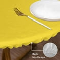 thumbnail image 4 of Yellow Round Fitted Table Cover Solid Color Waterproof Table Cloth with Elastic Edge Wipeable Tablecloth for Picnic Camping Party Fits 45"-54" Diameter, 4 of 8