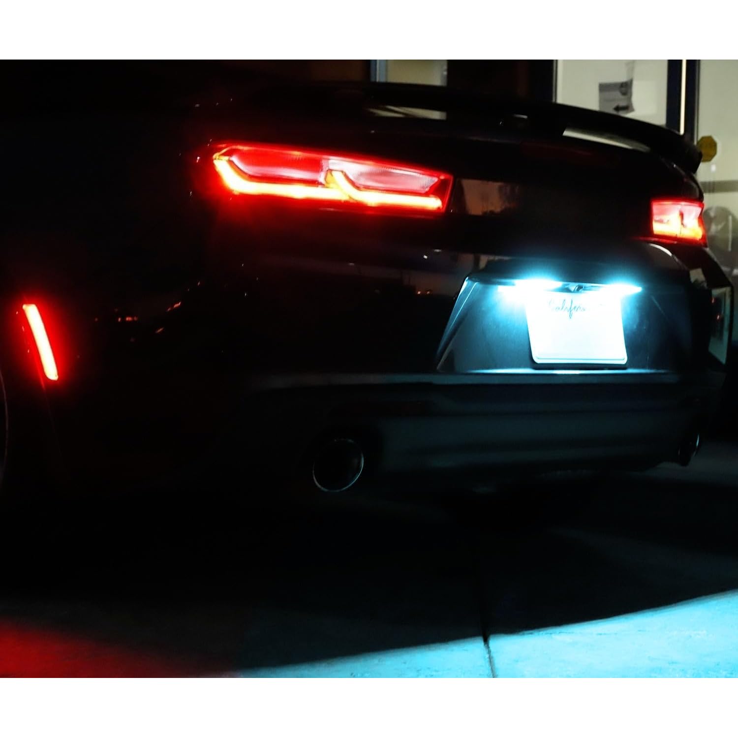 Ice Blue Full LED License Plate Light Kit For Chevrolet 2014-24 Camaro, 2013-15 Malibu, 2011-15 Volt, 2016-up Cruze, 18-SMD Aqua LED & Can-Bus Error Free