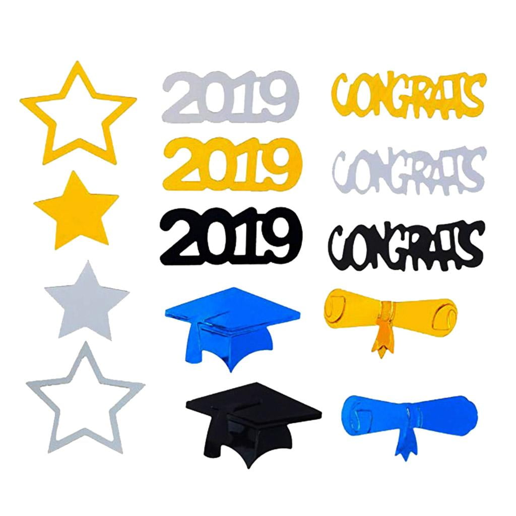 Cap Grad Diploma Black and Silver Gold Graduation Decoration for Grad Party 4000 Pieces 3.5 oz 2019 Graduation Confetti Table Confetti with Congrats Star Blue and Red 