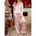 thumbnail image 6 of Hirigin Feather Christmas Pajamas Sets for Women 2 Piece Santa Claus Long Sleeve Button Top and Long Pants Y2K Lounge Sets, 6 of 8