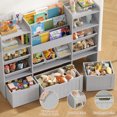 thumbnail image 5 of Hiphuta 56”W Kids Toy Storage Organizer with Bookshelf, 3 Removable Drawers & 7 Toy Boxes, Large Wood Toy Organizer for Playroom, Bedroom & Living Room, Gray, 5 of 8