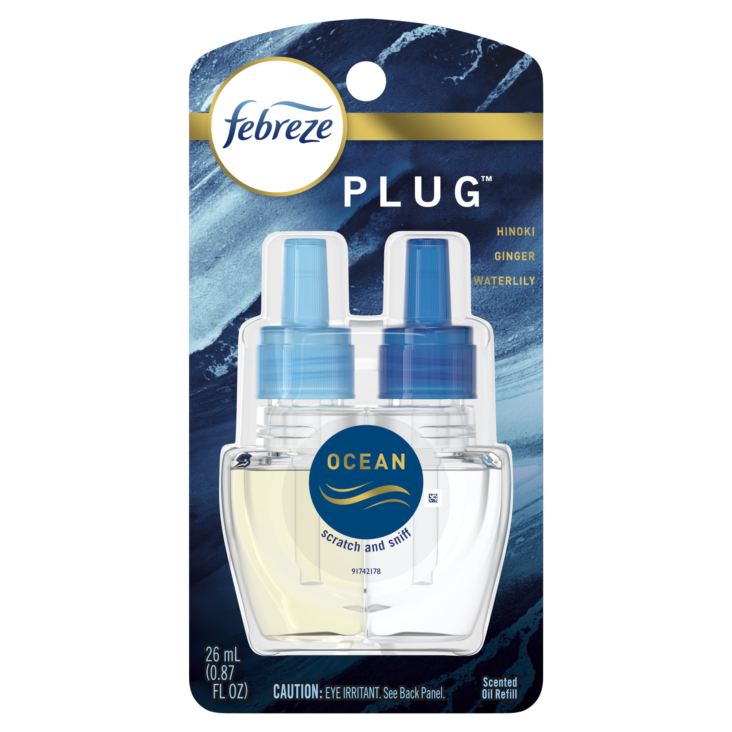 Febreze Plug OdorEliminating Air Freshener Refill, Ocean, 1 Ct