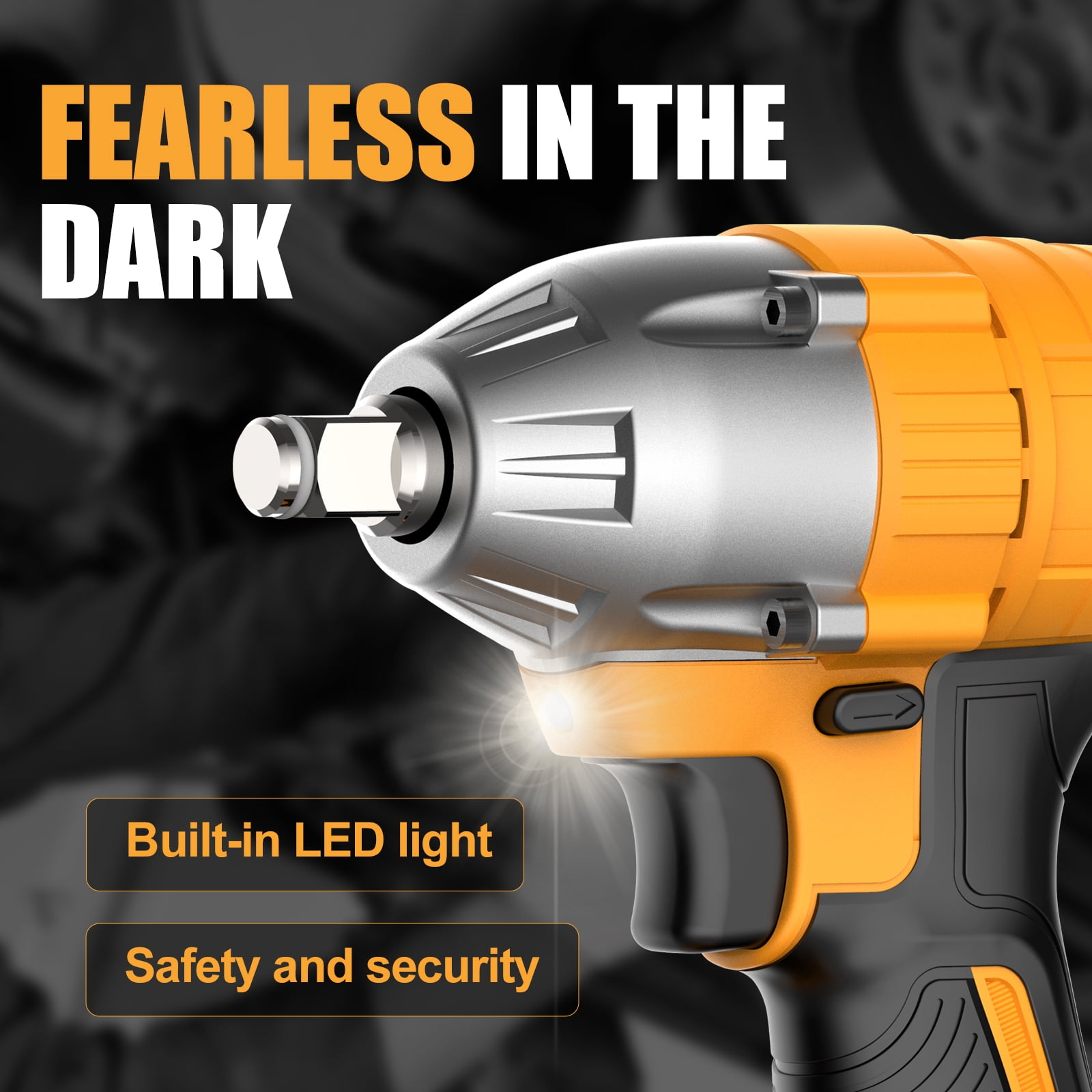Adedad Brushelss Power Impact Wrench with 2x4.0AH Battery 1/2 inch Cordless Impact Gun Lightweight 20V Impact Driver for Car,Home,DIY 480N.m