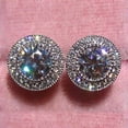 thumbnail image 5 of Pendientes con incrustaciones de destellos de circonitas redondas y llenos de diamantes, pendientes de temperamento elegantes para mujer, 5 of 5