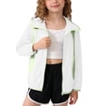thumbnail image 2 of WQNVRNR Kids Sun Protection Jacket- Spring Summer Casual Zip Up Lightweight Athletic Tops for Girls White Size 6, 2 of 6