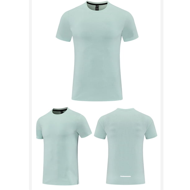 Tops para hombre, blusas y camisas de manga corta con cuello redondo para hombre, blusas de poliéster transpirables de manga corta para deportes al aire libre, correr y hielo de verano para hombre.