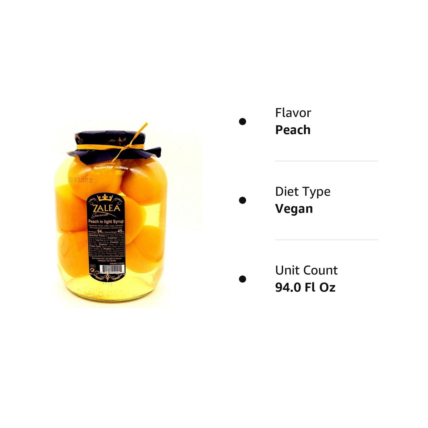 Peach in Light Syrup Product of Spain 94oz Jar