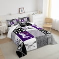 thumbnail image 4 of Eat Sleep Lacrosse Comforter ,Grey Purple Lacrosse Bedding King,Lacrosse Player Stick Bedding Comforter Set,Sports Buffalo Plaid Duvet Insert with 2 Pillowcases Soft, 4 of 6