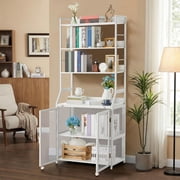 Writing Desk with Bookshelf 2 in 1 Folding Desk Bookcase Combo Space Saving Writing Desk with Storage Cabinet Shelves for Home Office Small Space, White