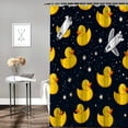 thumbnail image 3 of RKSupls Waterproof Shower Curtain, Playful Space Rubber Duck Galaxy Rocket Ship Polyester Shower Curtain with Hooks for Chic Elegant Home Bathtub Bathroom Decor Washable Curtains, 3 of 5