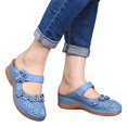 thumbnail image 6 of Women's Wedge Sandals Walking Sandals Women Flower Sandals Mules for Women Wedge Sandals Comfortable Dressy Summer Closed Toe Mules Casual Slip On Shoes with Adjustable Hook Loop Blue 6.5, 6 of 6