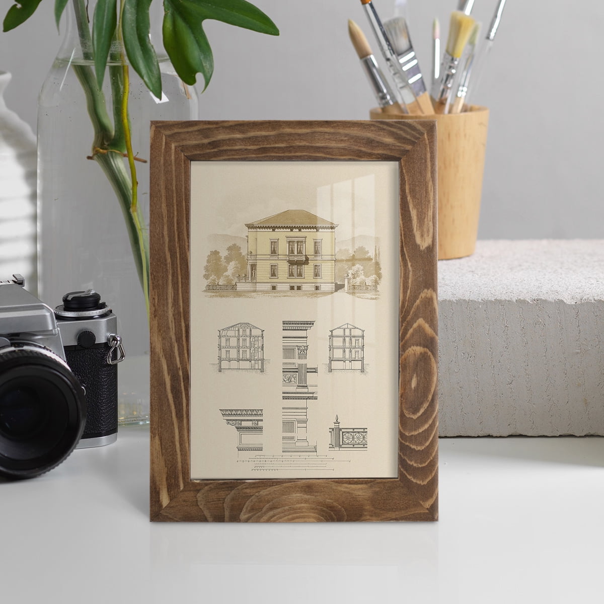 Estate and Plan II -Framed Print w/glass-Walnut